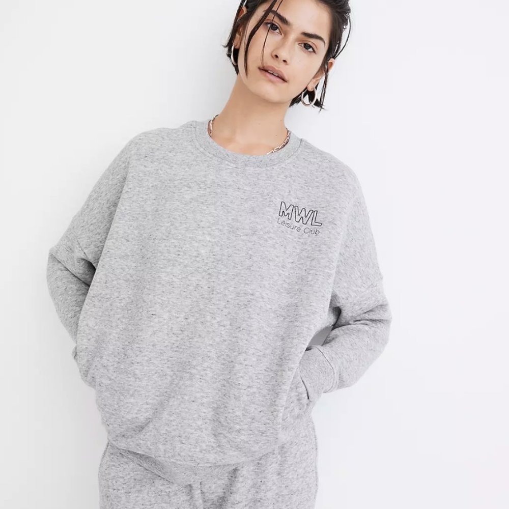 NWOT Madewell MWL Betterterry Leisure Club Crewneck Sweatshirt in Heather Pepper